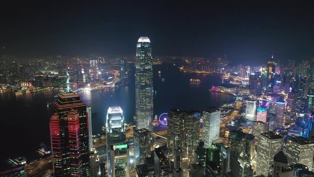 Hong Kong Aerial view Victoria peak night