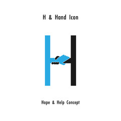 Creative H- alphabet icon abstract and hands icon design vector template.Business offer,partnership,hope,support or help concept.Corporate business and industrial logotype symbol.