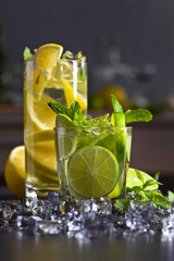 Cocktail with citrus and peppermint.