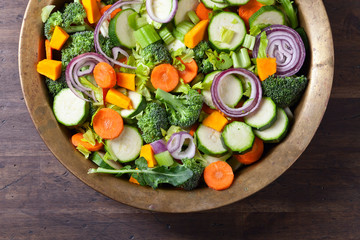 Close-up of sliced raw vegetables