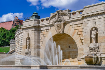 Fototapeta premium Szczecin / Stettin – Haken-Terrassen (Wały Chrobrego) Springbrunnen