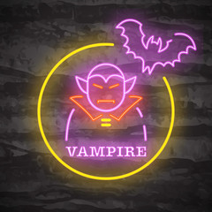 vampire halloween night neon logo