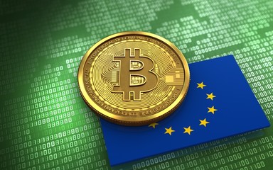 3d bitcoin EU flag