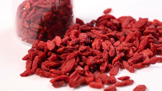 Healthy eating and diet concept - dried goji berries.
