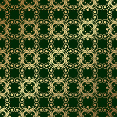 Vintage wallpaper. Golden pattern. Ornamental decorative background. Vector template can be used for design of wallpaper, fabric, oilcloth, textile, wrapping paper and other design