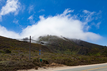 Highway 1 Big Sur with emergency roadside telephone