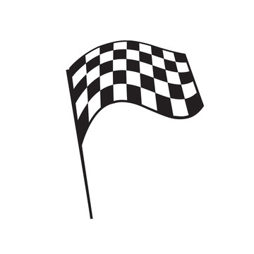 flying checkered flag, illustration design, isolated on white background. 