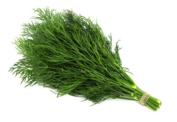 bunch fresh, green dill on a white background