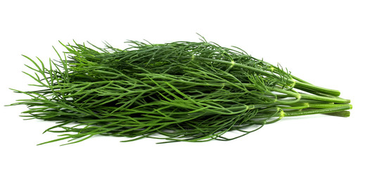 bunch fresh, green dill on a white background