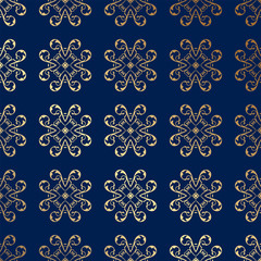 Vintage wallpaper. Golden pattern. Ornamental decorative background. Vector template can be used for design of wallpaper, fabric, oilcloth, textile, wrapping paper and other design