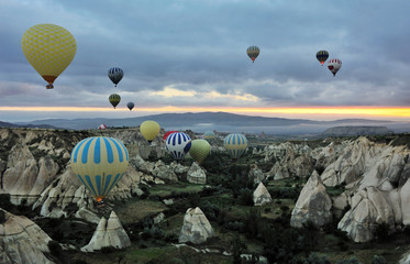 Hot air balloon trip in Cappadocia,Turkey.