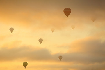 Hot air balloon flying in the morning at Cappadocia,turkey.