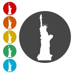 Statue of Liberty icons set - Illustration 