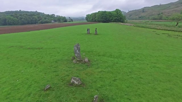Aerial view of the Standing Stones at Kilmartin Glen, Argyll