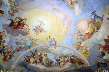 Religious shows painted on the ceiling of the church