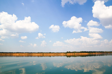 The high shore of a lake of sand