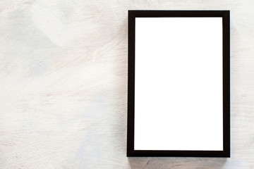 Blank photo frame on white background. Menu, recipes, greetings and memories concept, picture with copy space