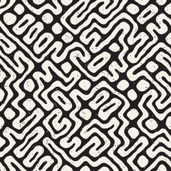 Seamless pattern with maze lines. Monochrome abstract background. Vector hand drawn labyrinth.