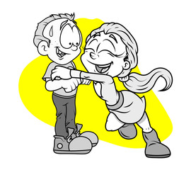 Happy Romantic Kid Couple