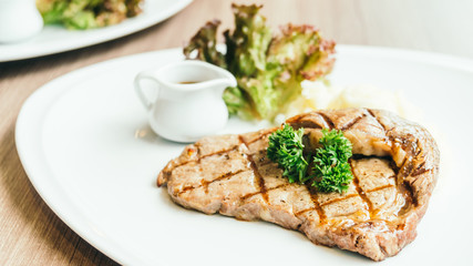 Grilled beef meat steak with sauce