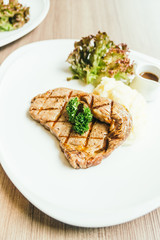 Grilled beef meat steak with sauce