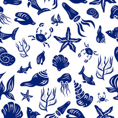 Marine Life Seamless Pattern