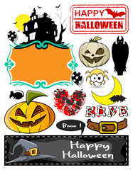 Halloween Cartoon Vector Graphic Elements set