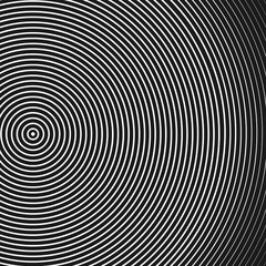 Abstract concentric circles texture in black and white colors, background pattern in modern style.