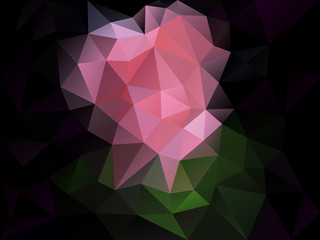 vector abstract irregular polygon background with a triangle pattern in pink, green and black color - rose