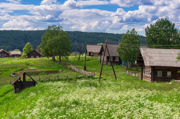 wooden houses in the Russian village