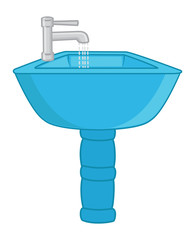 Washing Sink with Tap Vector