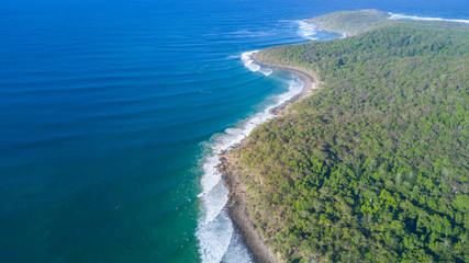 Aerial shot of beach around Noosa
