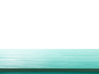 Fototapeta premium empty wooden blue table top isolated on white background, used for display or montage your products
