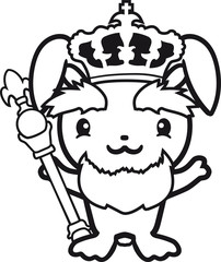 könig king prince prinz krone zepter alt opa bart stehend freundlich begrüßen kaninchen hase klein süß niedlich glücklich