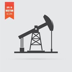 Oil pump icon in flat style isolated on grey background.