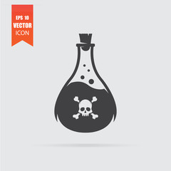 Poison icon in flat style isolated on grey background.