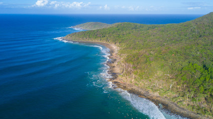 Aerial shot of beach around Noosa