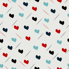 Hearts and lines seamless pattern