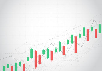 Business candle stick graph chart of stock market investment trading on dark background design. Bullish point, Trend of graph. Vector illustration