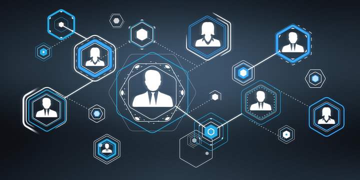 3D rendering businessman connection interface
