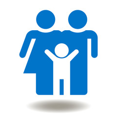 Family Vector Icon. Mother Father Child illustration. Happy parents life style logo concept.