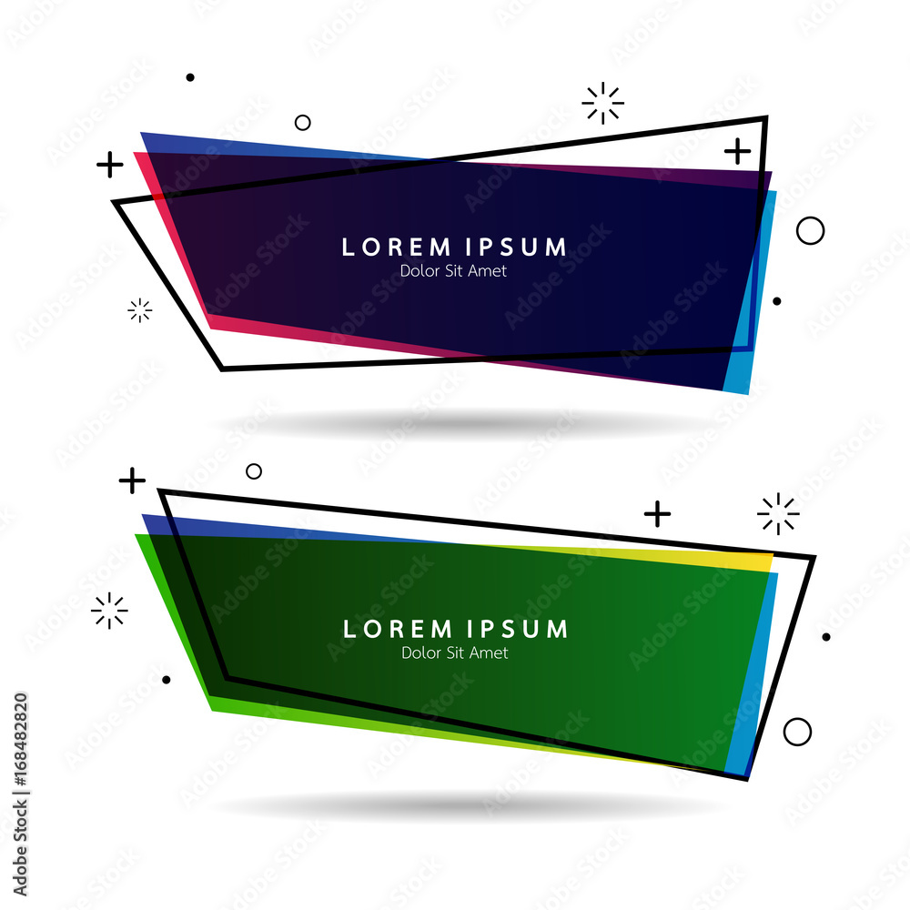 Poster vector elegant geometric banners set with text space colorful.transparent banners design style in wh