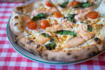fresh salmon pizza