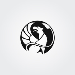 Vector logotype griffin in circle