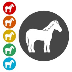 Horse silhouette icons set - Vector Illustration 