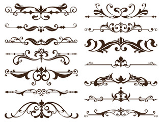 Vintage frames, corners, borders with delicate swirls in Art Nouveau for decoration and design works with floral motifs vintage style with beautiful floral elements. Vector ornaments antique style