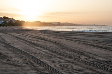 Beach landscape at sunrise