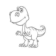 Vector illustration of Dinosaurs cartoon, Isolated on white background. Coloring book.