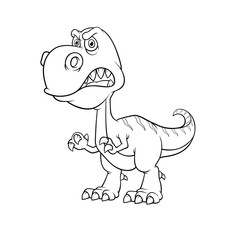 Vector illustration of Dinosaurs cartoon, Isolated on white background. Coloring book.