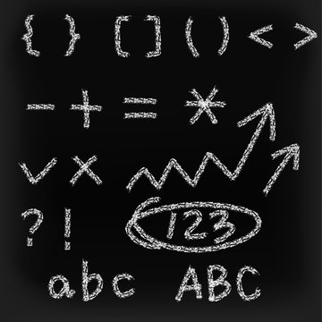 Hand drawn chalk painting vector grunge  symbol shape set